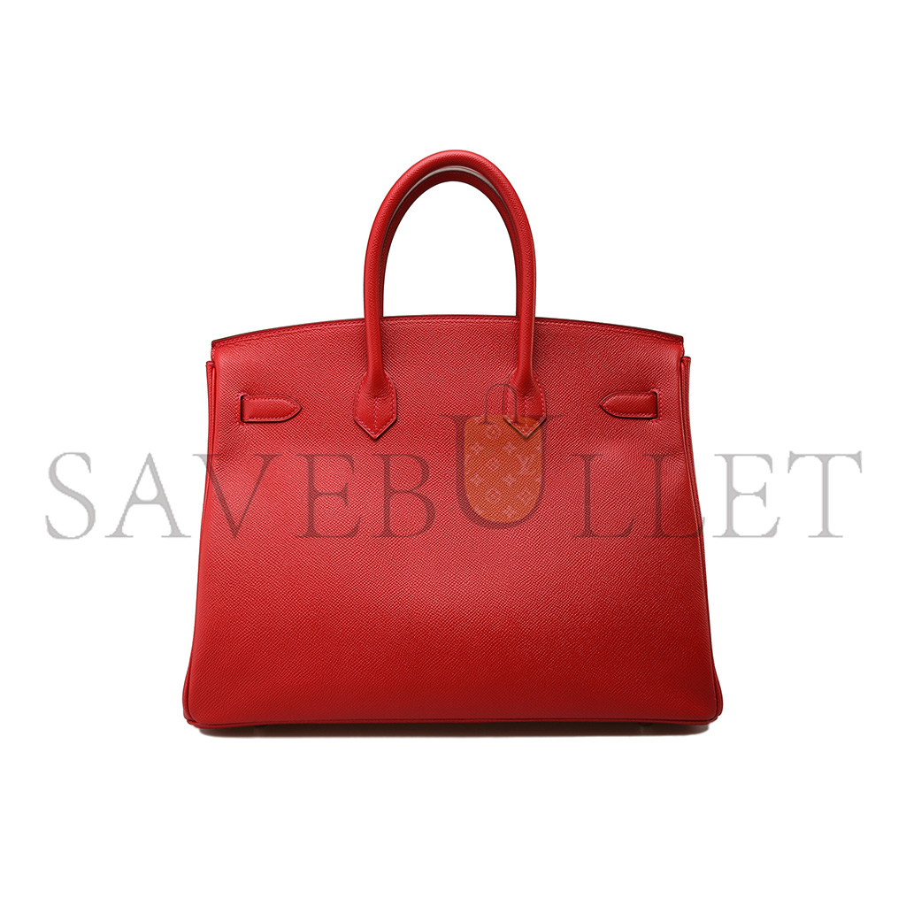 H**mes birkin 35 swift leather red silver buckle h049362cc02 (35*25*18cm)
